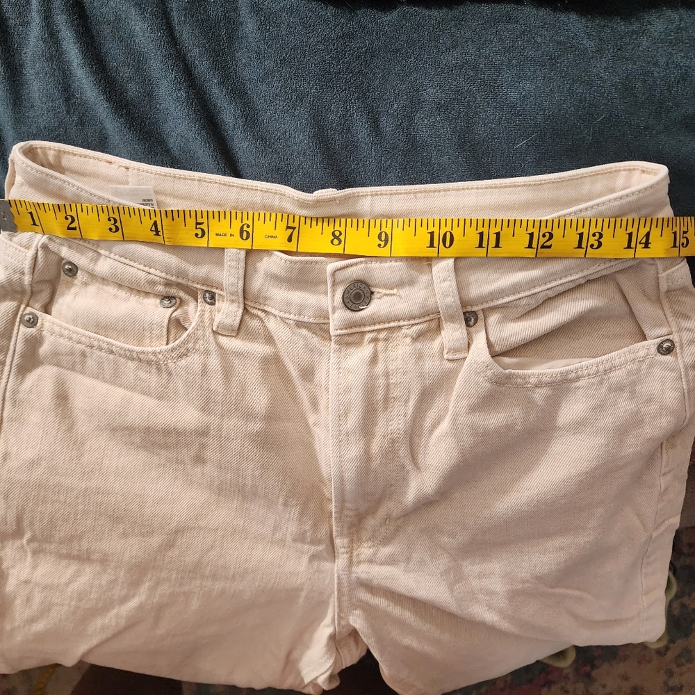 American‎ Eagle Jeans Women's sz 8 Beige Tan Denim Mid Rise Mom Straight Pants - Picture 6 of 7